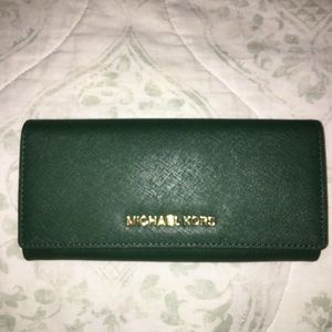 MK hunter green wallet